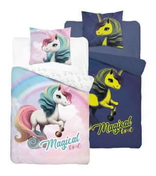 Detexpol Posteljina koja svijetli u mraku 160x200 Jednorog Unicorn duginih boja