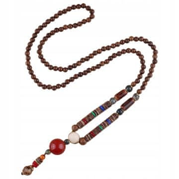 Drvena ogrlica NEPAL BUDDYJSKI MALA tibetanske perle, talisman HMADE