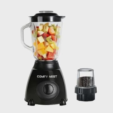 Northix Comfy Nest CN-BLG15BLK: 2-u-1 stakleni blender i mlinac, 800 W s pulsirajućom funkcijom - crni