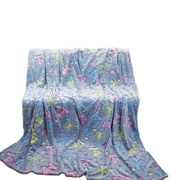 Cotton World Pokrivač koji svijetli u mraku 150x200 šareni leptiri fluo
