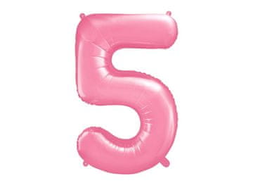 PartyDeco Balon od folije broj "5" ružičasti 86 cm