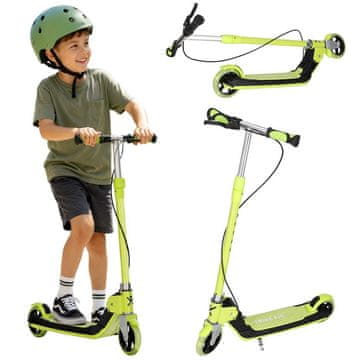 Northix Dječji romobil, sklopivi, LED kotači, dvostruke kočnice - neonsko zeleni