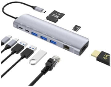 Adapter hub usb-c hdmi 4k lan rj45 gigabit pd 100w usb 3.0