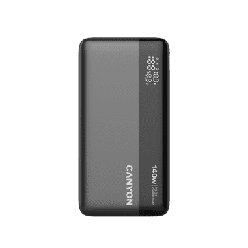 Canyon Power Bank PB-240, 25000mAh PD140W prijenosna baterija sa zaslonom, dimenzije 160.0x82x27 mm, težina 508+-10g, tamno siva