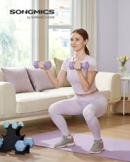 Songmics Set bučica heksagonalnih s postoljem 2x1 kg 2x3 kg 2x5 kg plavi neopren