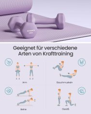 Songmics Set bučica heksagonalnih s postoljem 2x1 kg 2x3 kg 2x5 kg plavi neopren