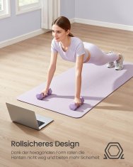 Songmics Set bučica heksagonalnih s postoljem 2x1 kg 2x3 kg 2x5 kg plavi neopren