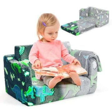 Costway Dječji kauč 2-u-1 sklopivi dječji sofa s dekom siva