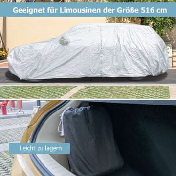 Costway Vodootporna cerada za automobil 516x191x164 cm srebrna s patentnim zatvaračem