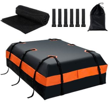 Costway Vodootporna krovna kutija 600 L 132x100x43 cm crno-narančasta