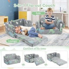 Costway Dječji kauč 2-u-1 sklopivi dječji sofa s dekom siva