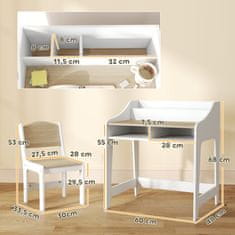 Homestar Set dječjeg stola i stolice 60x48x68 cm prirodni, s prostorom za pohranu
