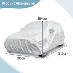 Costway Vodootporna cerada za automobil 516x191x164 cm srebrna s patentnim zatvaračem