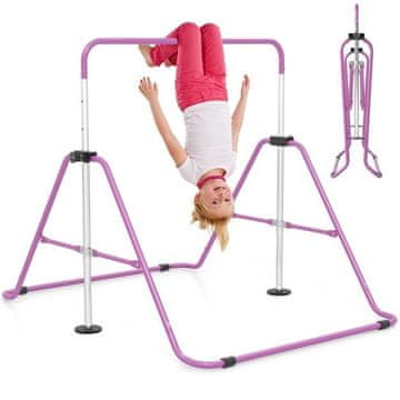Costway Sklopiva gimnastička šipka podesive visine ljubičasta
