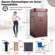 Costway Prijenosna parna sauna 3L s sklopivom stolicom za 1 osobu, 9 razina temperature, masažer za stopala, timer