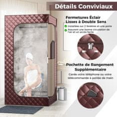 Costway Prijenosna parna sauna 3L s sklopivom stolicom za 1 osobu, 9 razina temperature, masažer za stopala, timer
