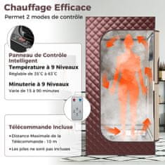 Costway Prijenosna parna sauna 3L s sklopivom stolicom za 1 osobu, 9 razina temperature, masažer za stopala, timer