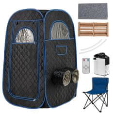 Costway Prijenosna parna sauna 89x89x149 cm crna za 1-2 osobe s generatorom pare od 3 litre