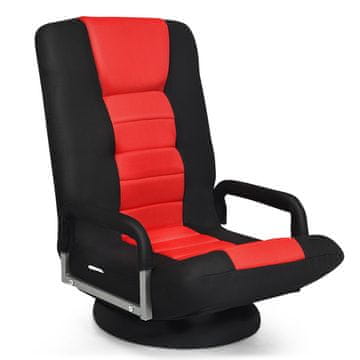 Costway Gaming stolac za pod s mogućnošću okretanja od 360 stupnjeva, sklopivi podesivi naslon za leđa, crveni
