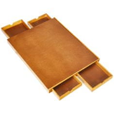 Costway Stol za slaganje puzzli 80x65 cm prirodno drvo s 4 bočna klizna ladica