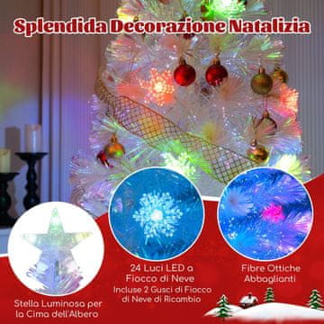 Costway Božićno drvce od optičkih vlakana 150 cm s iridescentnim lišćem, zvijezdom na vrhu i LED svjetlima