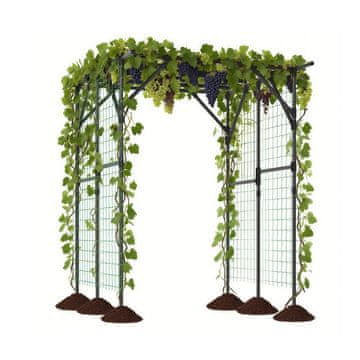 Costway Vrtni luk rešetka 200x150x197 cm crna, nehrđajući, s PE premazom