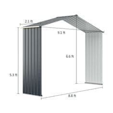 Costway Vrtni spremnik za vanjsku upotrebu 277 cm s 4 ventilacijska otvora i dvostrukim kliznim vratima
