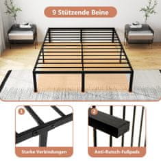 Costway Metalni okvir kreveta na platformi 36 cm visok King size crni