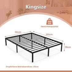 Costway Metalni okvir kreveta na platformi 36 cm visok King size crni
