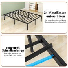 Costway Metalni okvir kreveta na platformi 36 cm visok King size crni