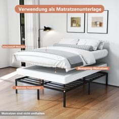 Costway Metalni okvir kreveta na platformi 36 cm visok King size crni