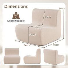 Costway Lazy podna sofa fotelja jednokrevetna bež