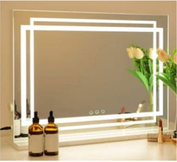 Northix LED ogledalo za šminkanje, 3 boje, prigušljivo, osjetljivo na dodir, 80x62 cm