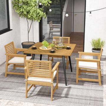 Northix Vanjski blagovaonski stol, akacija, za 4 osobe, rupa 4,9 cm