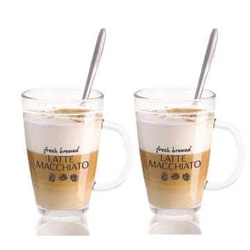 Excellent Houseware Čaše za latte kavu + žličice 300 ml