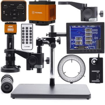 Digitalni mikroskop 10A - solo + podesivo 60XLED osvjetljenje + kamera + "Orange PRO 4K" + 8-inčni zaslon + 10A ruka