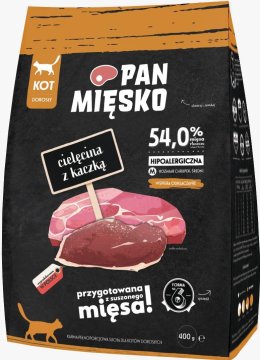 Pan Mięsko Mr. Meat | Suha hrana za mačke | Pakiranje od 400 g - Odrasla mačka | Teletina s patkom M 400 g