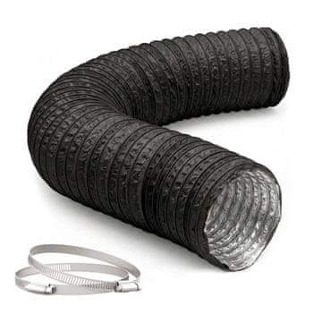 Northix Crno fleksibilno ispušno crijevo, 5 m x 75 mm, PVC i aluminij