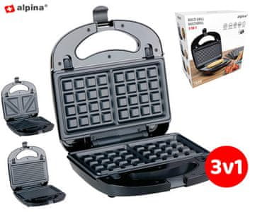 Alpina Električni kontaktni roštilj, 3x ploča, 760W