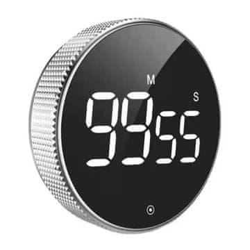 Northix Digitalni kuhinjski timer, LED zaslon, srebrni, magnetski