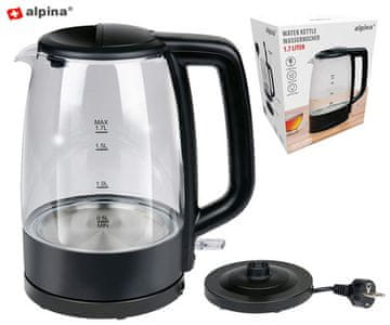 Alpina kuhalo za vodu, 1.7L, 2200W, LED indikator, crno