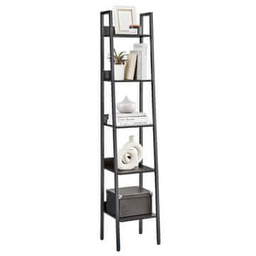 Songmics Ljestve polica, 5-razina uska, 33.8x30x170 cm, crna
