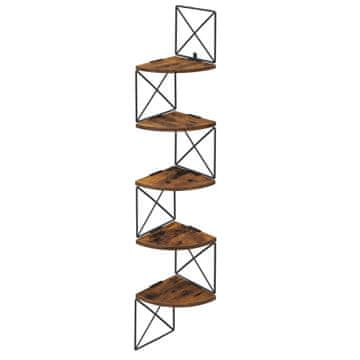 Songmics Kutna polica, zidna, 5 razina, 20x20x127.5 cm, smeđa