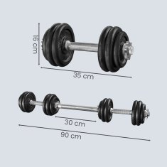 Songmics Set bučica podesiv, plastika sa čeličnim spojnikom, 35x14 cm, crna