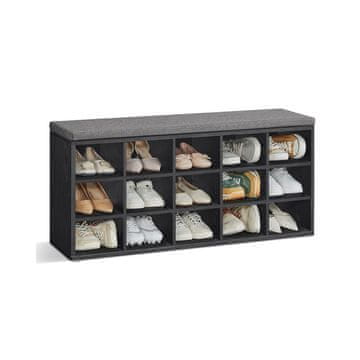 Songmics Klupa za cipele 15 pretinaca 30x105x48 cm bijela siva