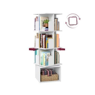 Songmics Rotirajući knjigarnik 40x40x124.6 cm Bijeli