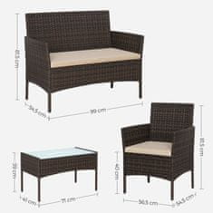 Songmics Vrtni namještaj set 99x54.5x81.5 cm smeđa
