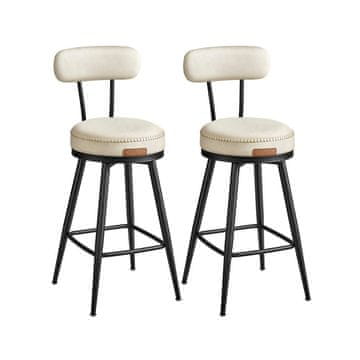 Songmics Set barskih stolica s naslonom, rotirajuće, 54x54x91 cm, bijela