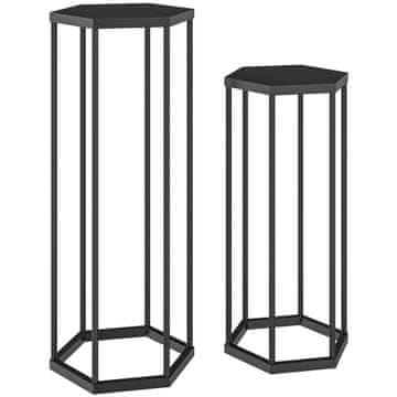 Homestar Set stalaka za biljke, heksagonalni metalni držači za saksije, 31x27x75 cm, crni