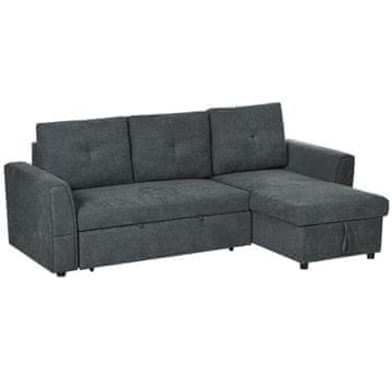 Homestar Kauč na razvlačenje s ležaljkom 232x141x85 cm Tamnosiva